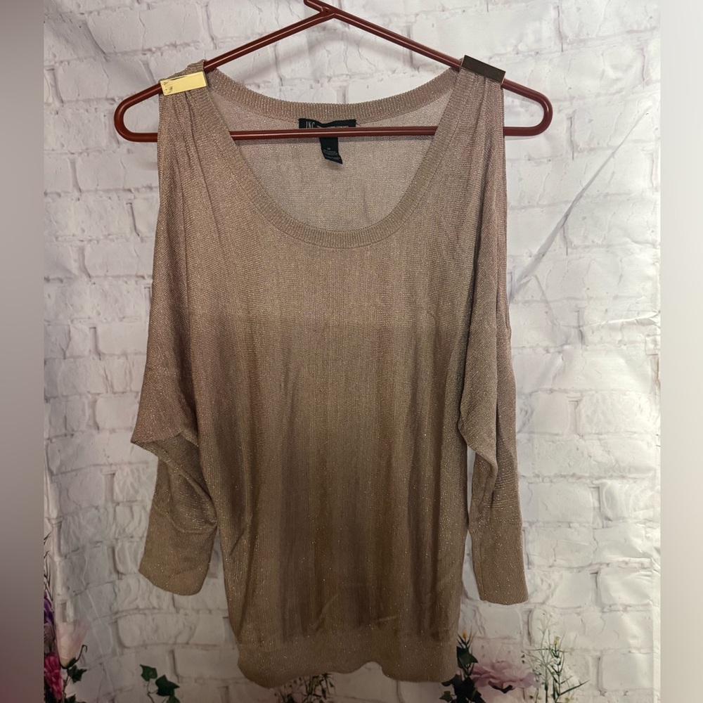 INC International Concepts Shimmering Tan Blouse